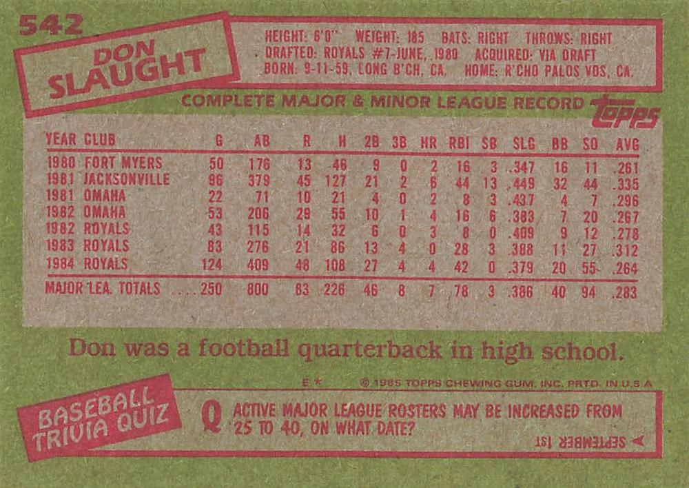 Don Slaught  baseball card collectible - Main Image 2