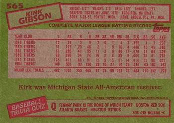 Kirk Gibson  baseball card collectible - Main Image 2
