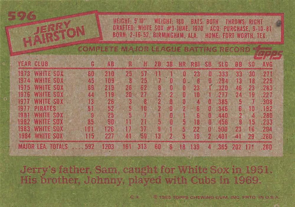 Jerry Hairston  baseball card collectible - Main Image 2
