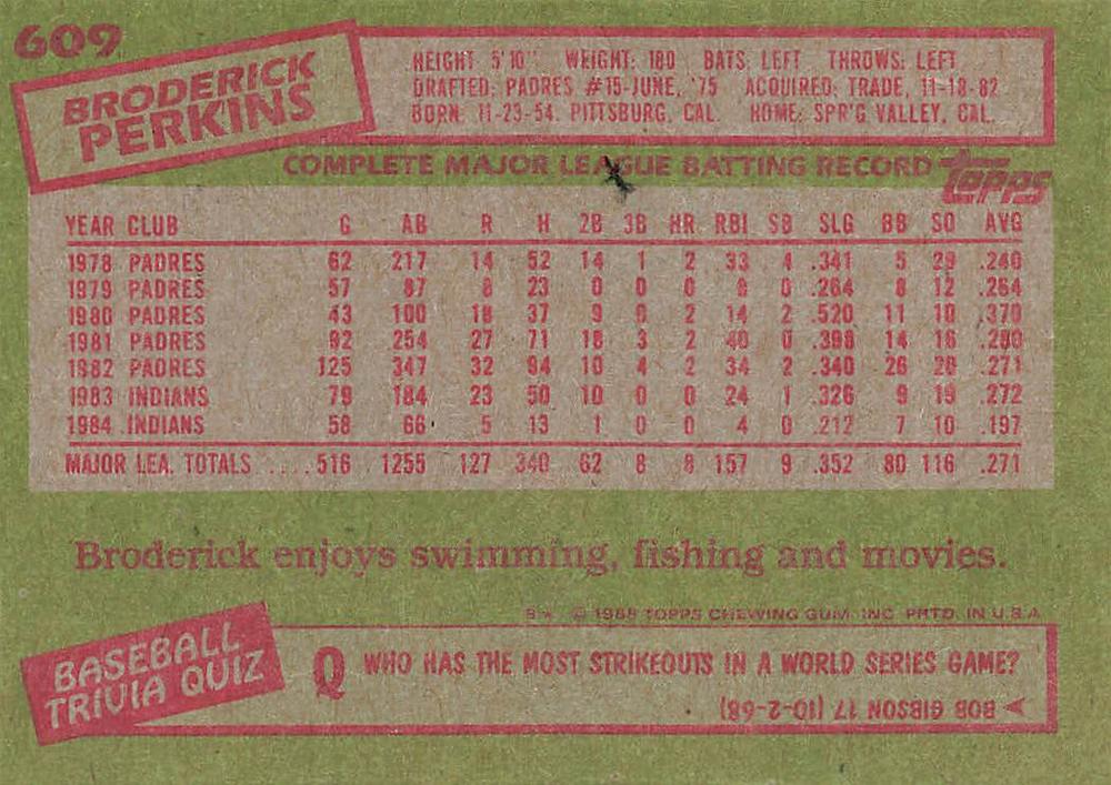 Broderick Perkins  baseball card collectible - Main Image 2