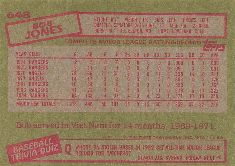 Bob Jones  baseball card collectible - Main Image 2