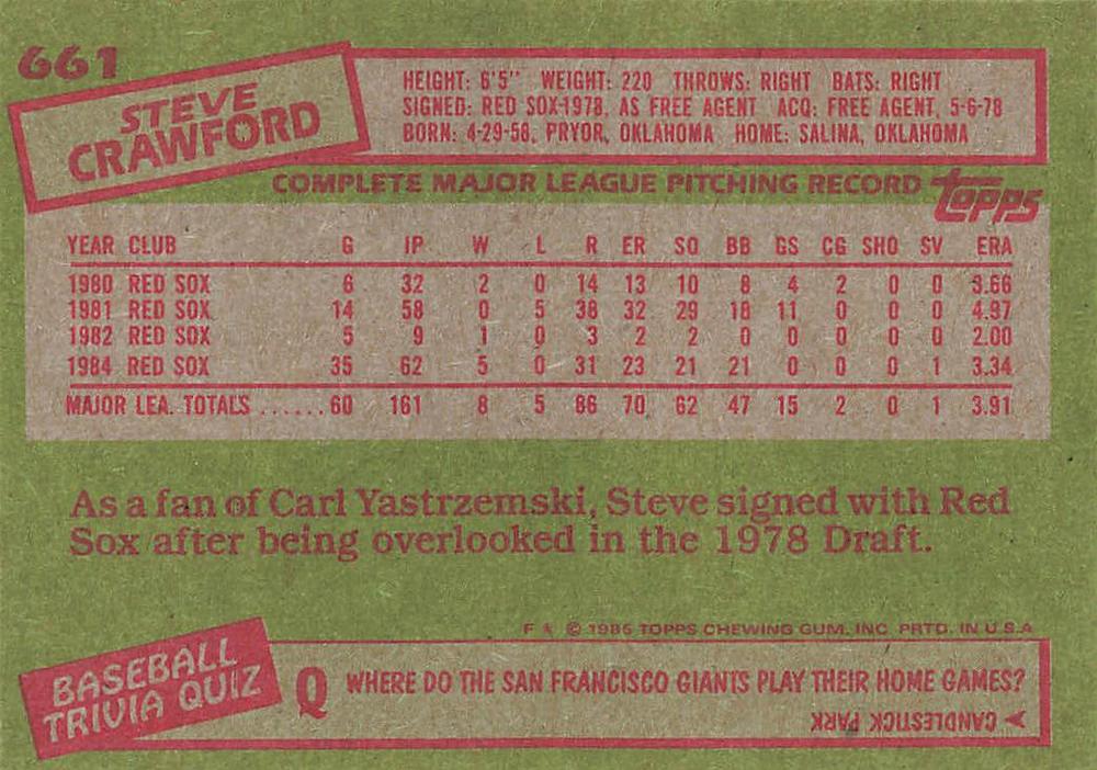 Steve Crawford  baseball card collectible - Main Image 2