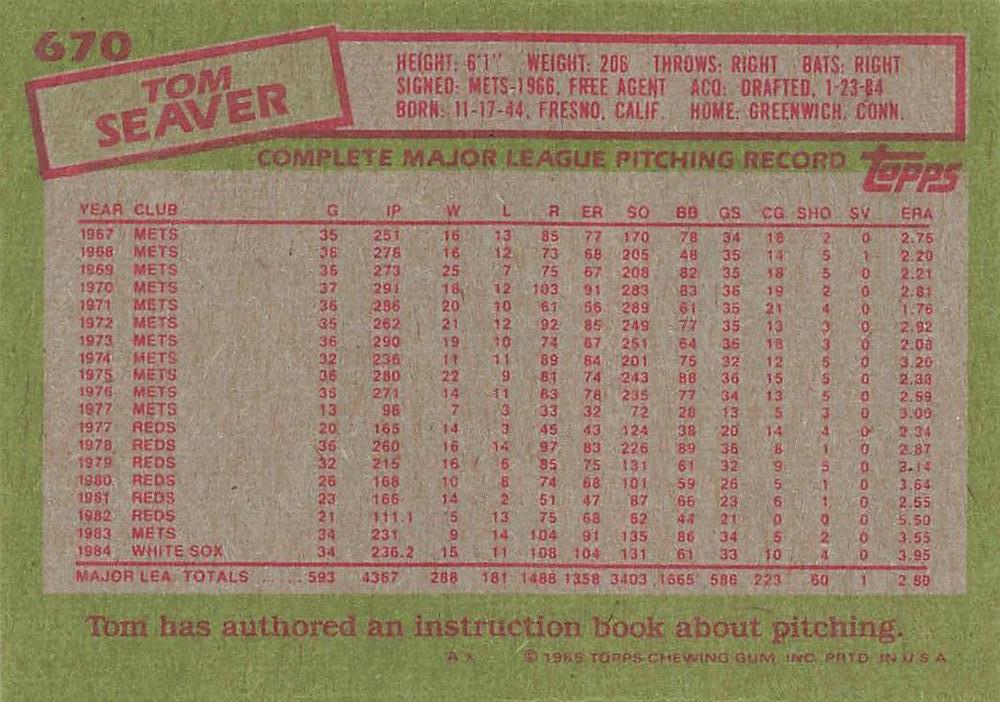 Tom Seaver  baseball card collectible - Main Image 2