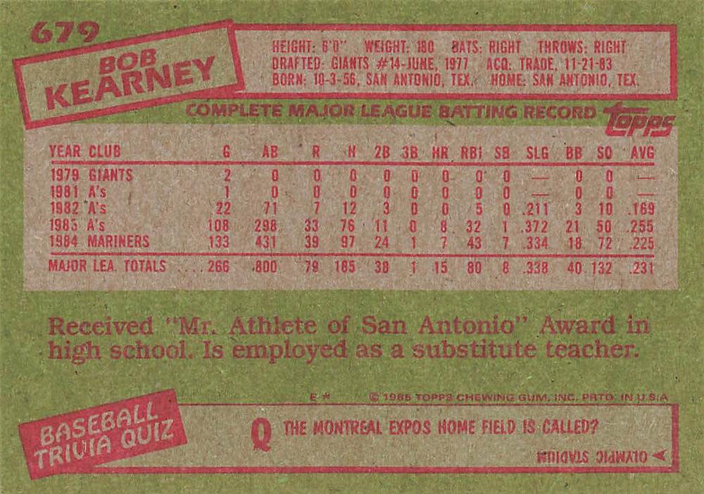 Bob Kearney  baseball card collectible - Main Image 2