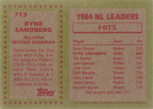 Ryne Sandberg  baseball card collectible - Main Image 2