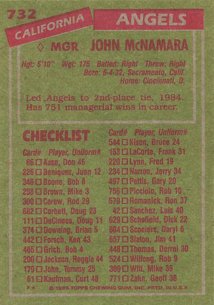 John McNamara  baseball card collectible - Main Image 2