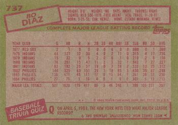 Bo Diaz  baseball card collectible - Main Image 2