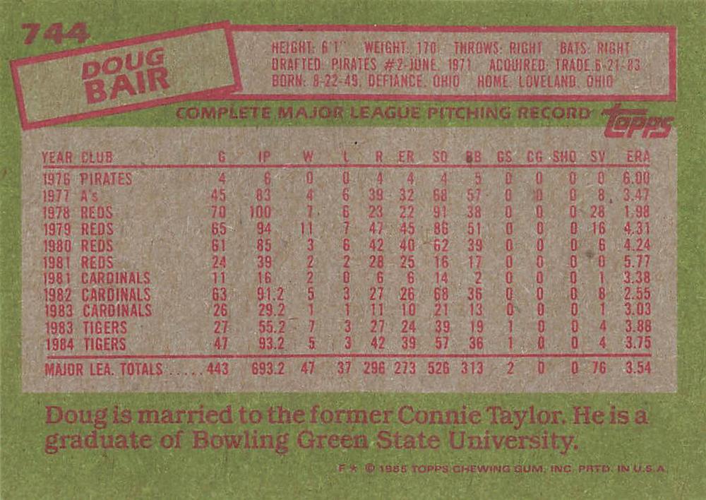 Doug Bair  baseball card collectible - Main Image 2