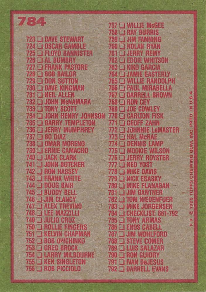 Checklist: 661-792  baseball card collectible - Main Image 2