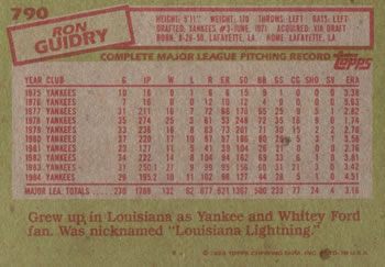 Ron Guidry  baseball card collectible - Main Image 2