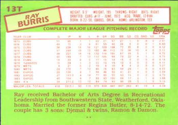 Ray Burris  baseball card collectible - Main Image 2