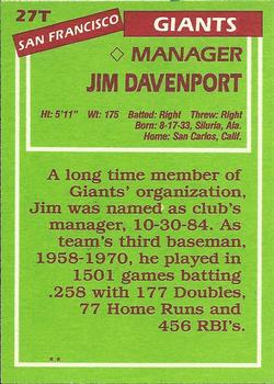 Jim Davenport  baseball card collectible - Main Image 2