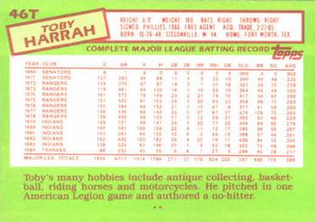 Toby Harrah  baseball card collectible - Main Image 2