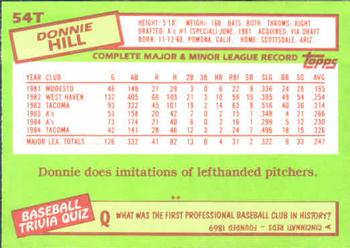 Donnie Hill  baseball card collectible - Main Image 2