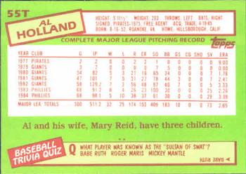 Al Holland  baseball card collectible - Main Image 2