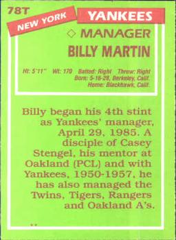 Billy Martin  baseball card collectible - Main Image 2