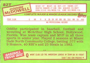 Oddibe McDowell  baseball card collectible - Main Image 2