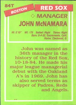 John McNamara  baseball card collectible - Main Image 2