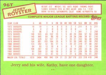 Jerry Royster  baseball card collectible - Main Image 2