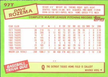 Dave Rozema  baseball card collectible - Main Image 2