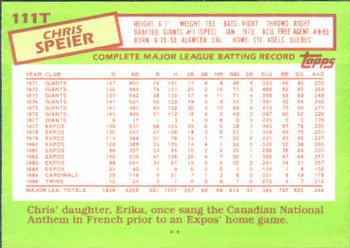 Chris Speier  baseball card collectible - Main Image 2