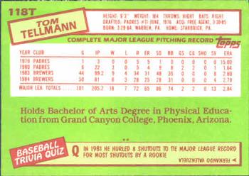 Tom Tellmann  baseball card collectible - Main Image 2