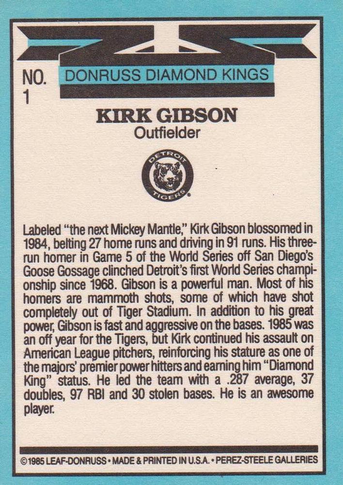 Kirk Gibson  baseball card collectible - Main Image 2