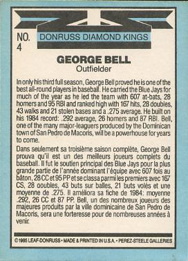George Bell  baseball card collectible - Main Image 2
