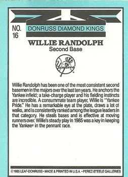 Willie Randolph  baseball card collectible - Main Image 2