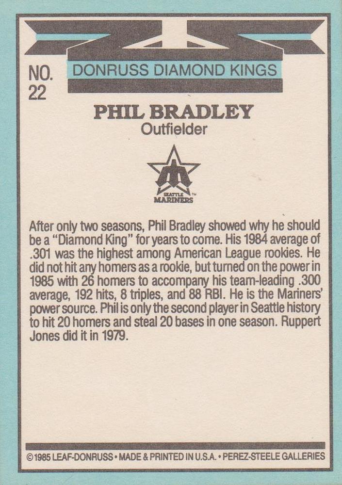 Phil Bradley  baseball card collectible - Main Image 2