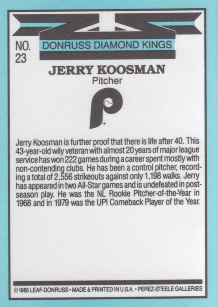 Jerry Koosman  baseball card collectible - Main Image 2
