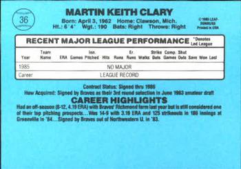Marty Clary  baseball card collectible - Main Image 2
