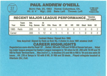 Paul O’Neill  baseball card collectible - Main Image 2