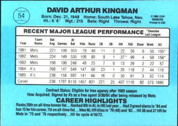 Dave Kingman  baseball card collectible - Main Image 2