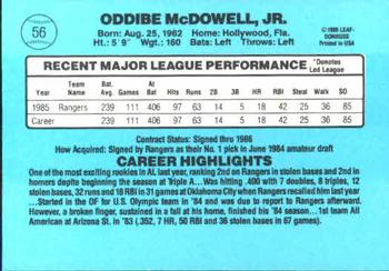Oddibe McDowell  baseball card collectible - Main Image 2