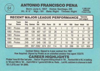 Tony Pena  baseball card collectible - Main Image 2