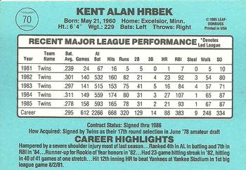 Kent Hrbek  baseball card collectible - Main Image 2