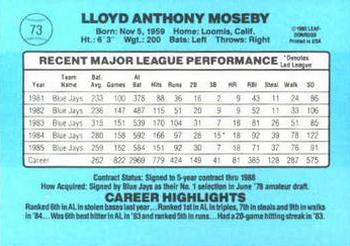 Lloyd Moseby  baseball card collectible - Main Image 2