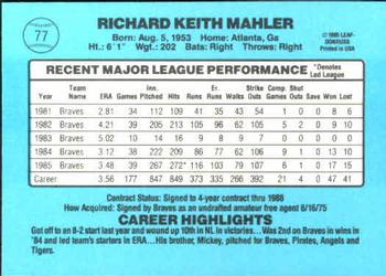 Rick Mahler  baseball card collectible - Main Image 2