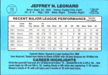 Jeff Leonard  baseball card collectible - Main Image 2