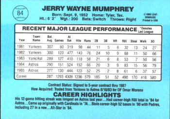 Jerry Mumphrey  baseball card collectible - Main Image 2