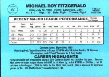 Mike Fitzgerald  baseball card collectible - Main Image 2