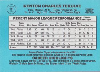 Kent Tekulve  baseball card collectible - Main Image 2