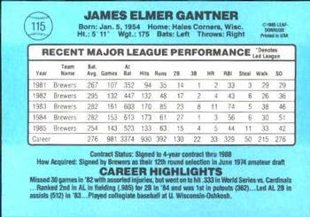 Jim Gantner  baseball card collectible - Main Image 2