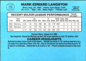 Mark Langston  baseball card collectible - Main Image 2