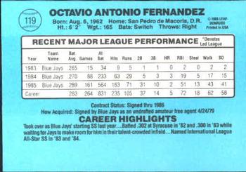 Tony Fernandez  baseball card collectible - Main Image 2