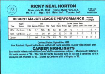Ricky Horton  baseball card collectible - Main Image 2