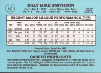 Mike Smithson  baseball card collectible - Main Image 2