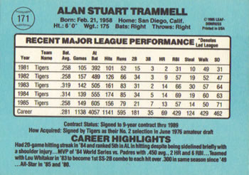 Alan Trammell  baseball card collectible - Main Image 2