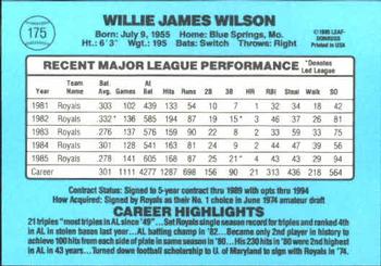 Willie Wilson  baseball card collectible - Main Image 2